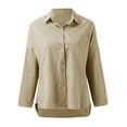 thumbnail image 4 of Ketyyh-chn99 Women's Shirts 2024 Button Down Shirts Blouses Vintage Colorful Top Khaki,M, 4 of 5