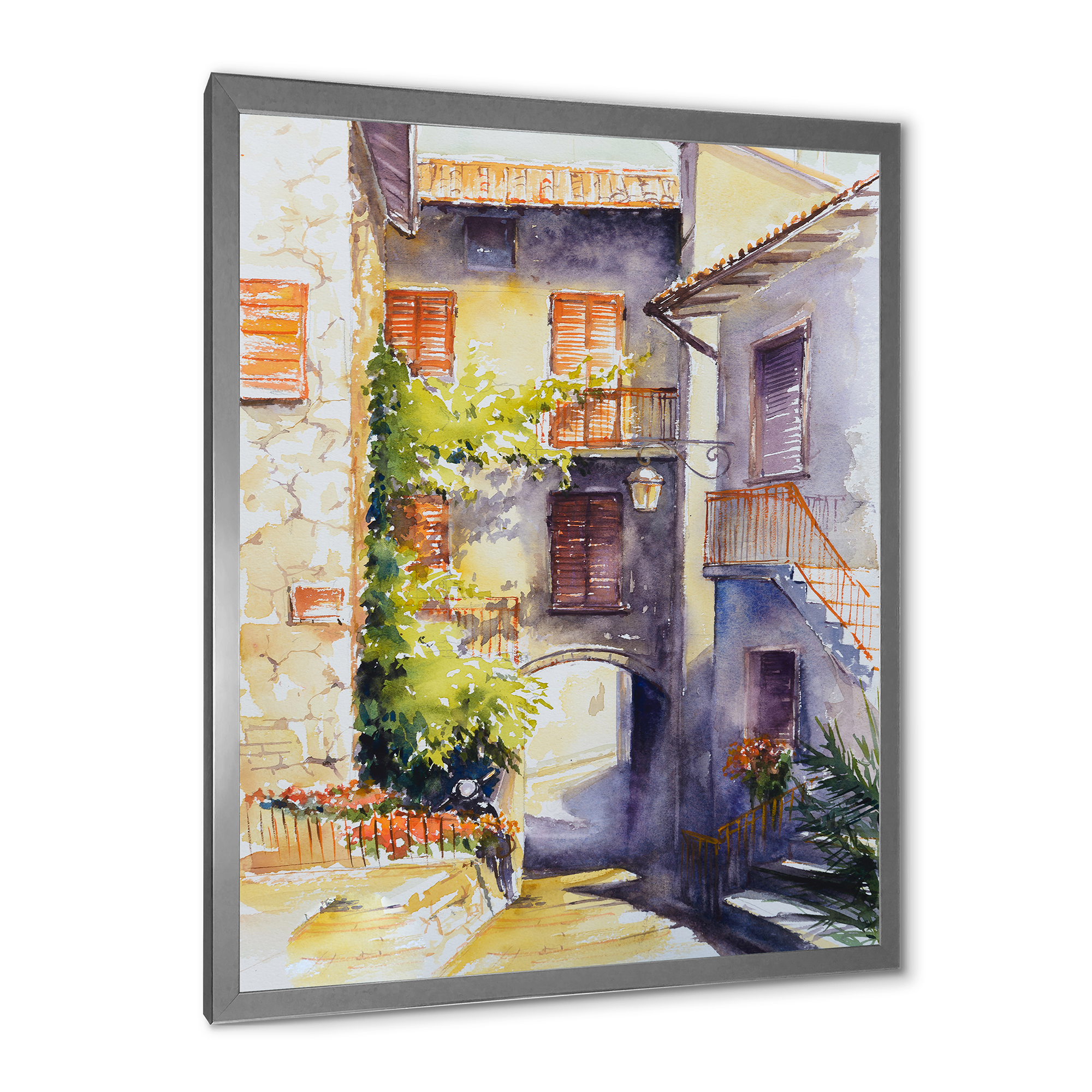 Designart 'Idyllic and Rustic Italian VIllage' Country Framed Art Print
