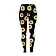 thumbnail image 2 of Fsqjgq Womens Floral Print Leggings Casual High Waisted Seamless Yoga Pants Plus Size Sports Running Workout Leggings Tights L Yellow, 2 of 3