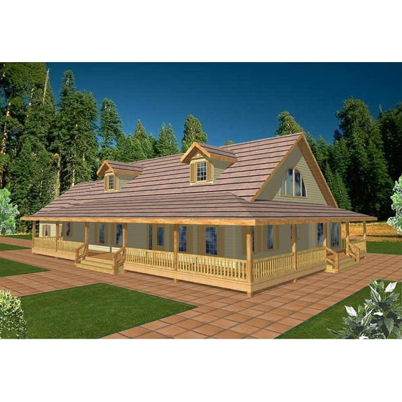 001-2071: Country Northwest 3 Bed, 2 Bath Luxury Home Plan, 3040 Sq Ft: Full Blueprints with License to Build by Home Plan Marketplace - Lesuto