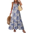 thumbnail image 1 of Vestido de verano para mujer Dokotoo, cuello en U, tirantes finos, azul, 1 of 5