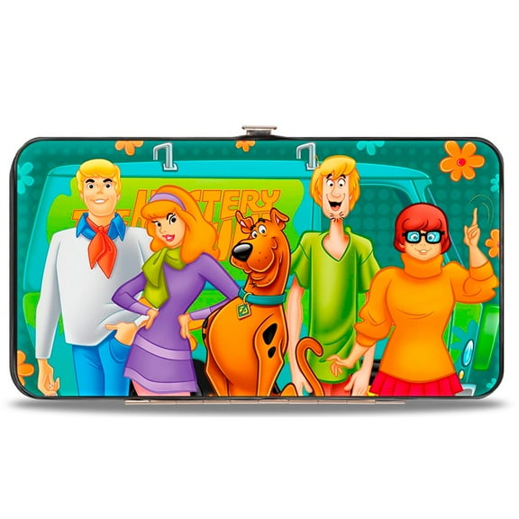 Scooby Doo Wallet, Hinged, Scooby Doo Character Group Mystery Machine Blues Orange, Vegan Leather
