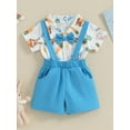 thumbnail image 3 of Bagilaanoe 2Pcs Newborn Baby Boys Overalls Shorts Set Short Sleeve Rabbit Print Romper Tops + Suspender Short Pants 3M 6M 12M 18M 24M Infant Gentleman Formal Clothes, 3 of 9