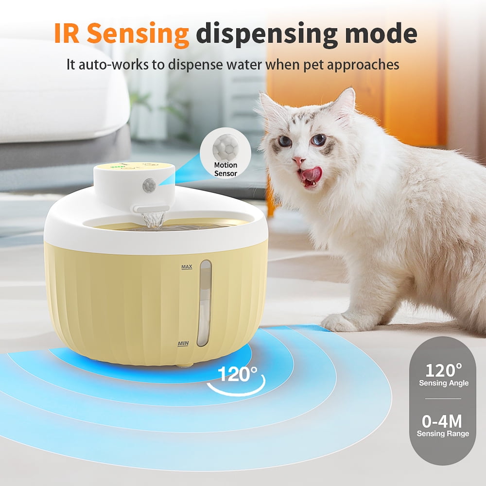 Charkool Automatic Cat Water Fountain 40.5oz/1.2 L with Motion Sensor, Easy-to-See Water Level, Pet Fountain