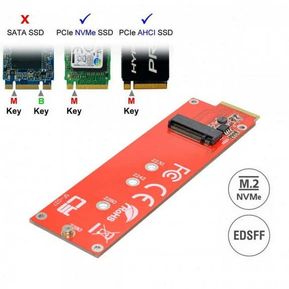 JSER NVMe NGFF M-key 4X Host Adapter to Ruler 1U GEN-Z EDSFF Short SSD E1.S Carrier Adapter