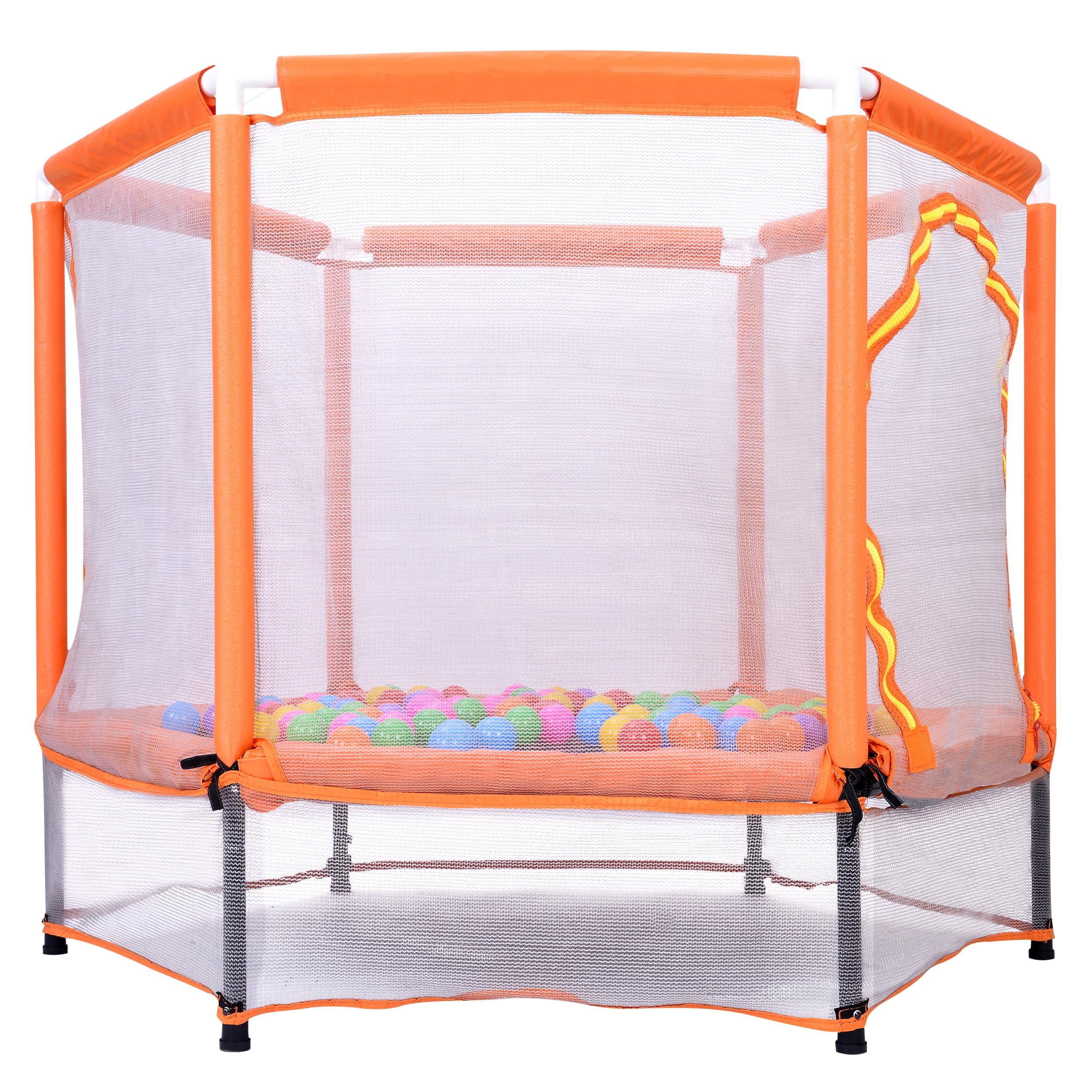 EUROCO 55" Kids Trampoline with Safety Enclosure Net, 4.5FT Indoor & Outdoor Trampoline for Kids, Mini Round Recreational Trampoline with No-Gap Safe Design