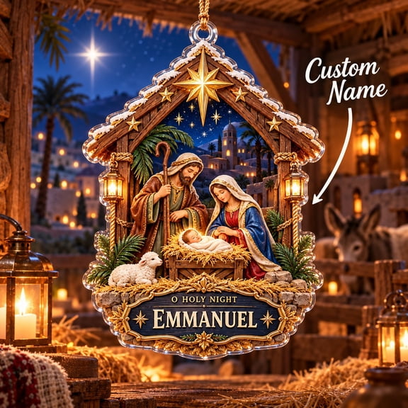 Personalized Christmas Ornament Holy Family Nativity Scene