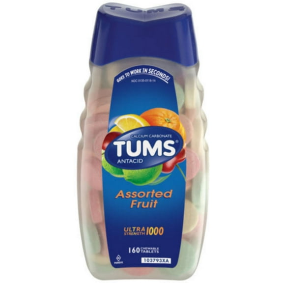 Tums Antacid Tablets, Ultra 1000, Assorted Fruit, Value Size 160-Count (Pack of 2)