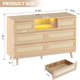 thumbnail image 1 of Natural rattan 6 - cajón cómoda con rgb LED lights, built - in estación de carga con usb y ac outlets, estilizado para bohemian design para dormitorio, sala de estar, nursery, closet, 1 of 5