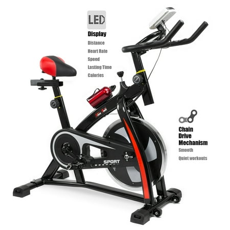XtremepowerUS Indoor Cycling Exercise Bike with Water Bottle,