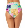 thumbnail image 2 of California Waves Junior's Printed High Waist Bikini Bottoms Swimsuit Green Size Small, 2 of 3