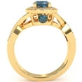 thumbnail image 3 of Three Stone Lab-Created Alexandrite Diamond Peekaboo Halo Engagement Ring In 14k Yellow Gold, 3 of 6