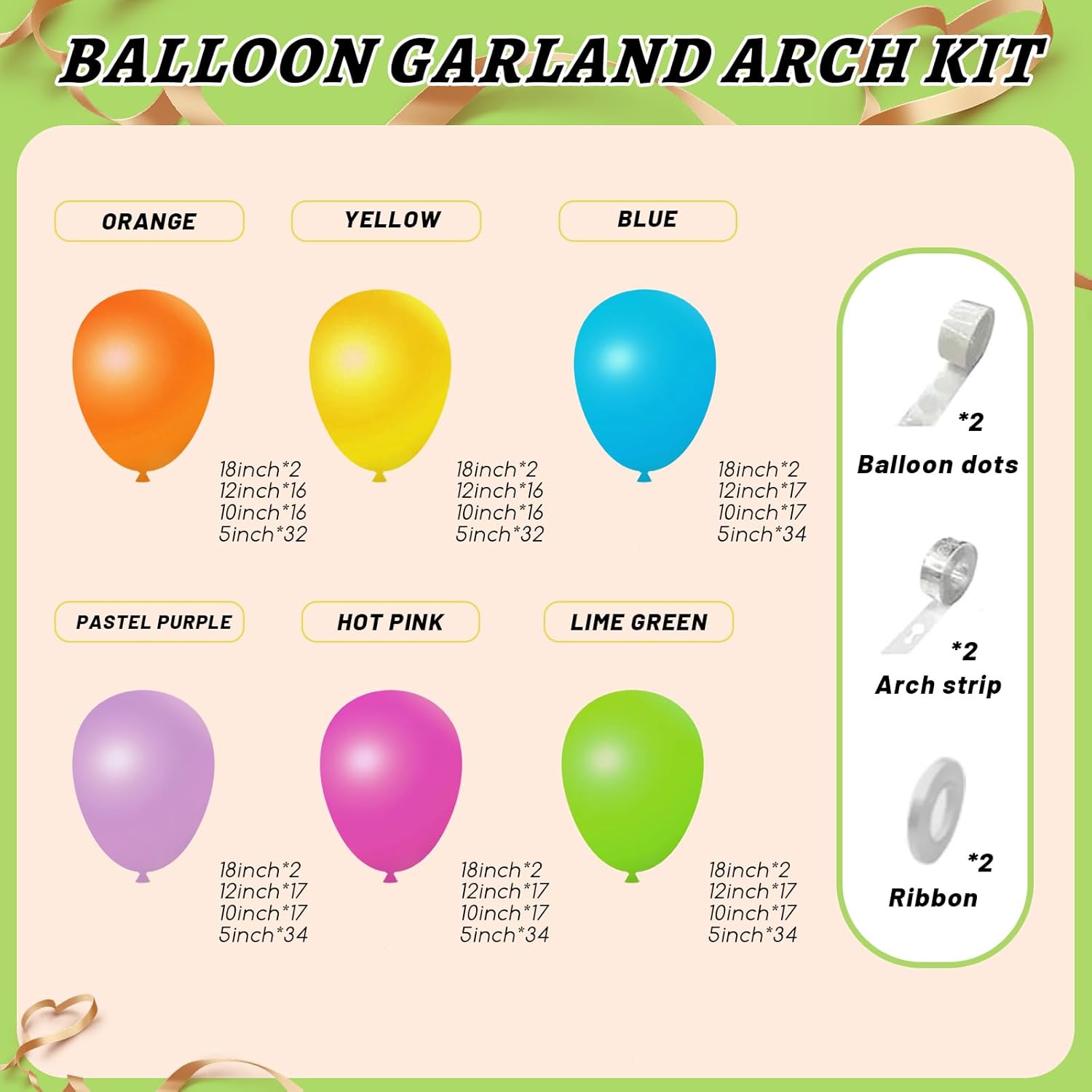 412pcs Summer Tropical Balloon Arch Garland Kit Different Sizes 18 12 10 5inch Rainbow Hot Pink Green Orange Blue Purple Balloons for Hawaiian Luau Aloha Baby Shower Birthday Party Decorations