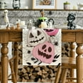 thumbnail image 2 of Pink Pumpkins Spider Web Halloween Table Runner, Seasonal Fall Kitchen Dining Table Decoration for Home Party Decor 13x72 Inch, 2 of 6