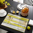 thumbnail image 3 of Yellow Gray Stripes Placemats Set of 4, Watercolor Modern Abstract Minimalist Placemats for Dining Table, Place Mats for Kitchen Tabletop, Waterproof Wipeable Dining Table Mats Set, 3 of 9
