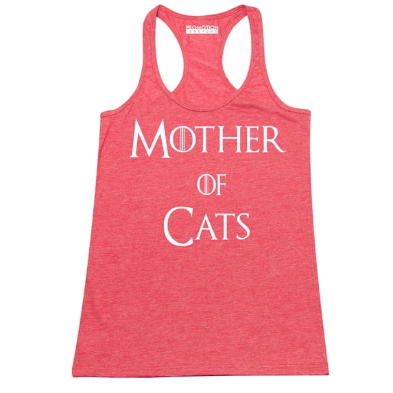 P&B Mother of Cats Funny Women's Tank Top, Heather Red, M