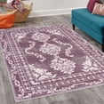 thumbnail image 2 of Bohemian Decorative Rug, Vintage Damask of Swirling Floral Motifs Boho Ethnic Forms and Shapes, Quality Carpet for Bedroom Dorm and Living Room, 6 Sizes, Plum and Champagne, by Ambesonne, 2 of 4