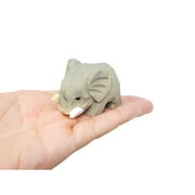 Small 2" Wooden Elephant Figure - Carving, Hand-Made, Decoration, Miniature Animals