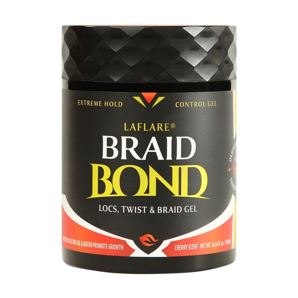 Gel para trenzas Laflare de 1 libra, fijación extrema a granel para cabello natural y infantil, gel acondicionador profesional vegano y brillo nutritivo para trenzas, cabello afro torcido. (Cereza)