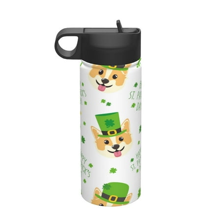 

Tideii happy dog. St. Patricks Day for 18OZ Insulated Space Bottle Stainless Steel Water Cup with Straw Suitable for Outdoor Sports Unisex
