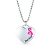 Heart Pink Breast Cancer Survivor Pendant Stainless Steel Necklace