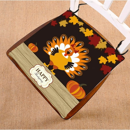 

YKCG Thanskgiving Day Beautiful Turkey with Pumpkin and Red Maple Seat Cushion Chair Cushion Floor Cushion Twin Sides 18x18 inches