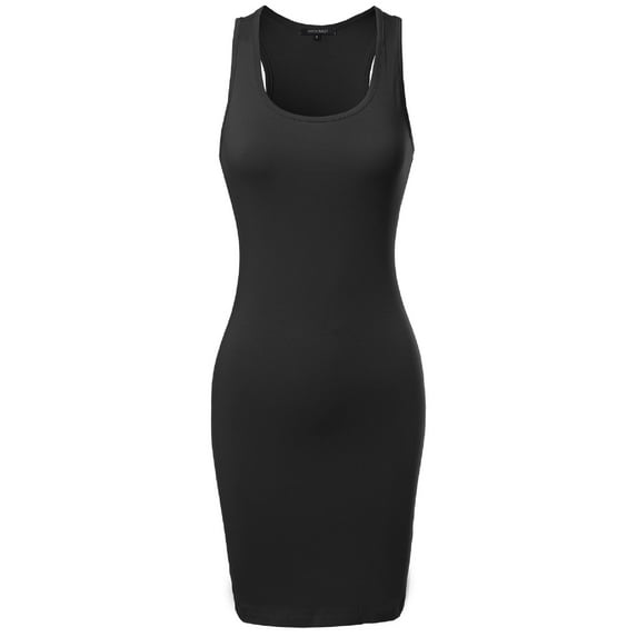 FashionOutfit Women's Fitted Solid Basic Sleeveless Racerback Bodycon Mini Dress