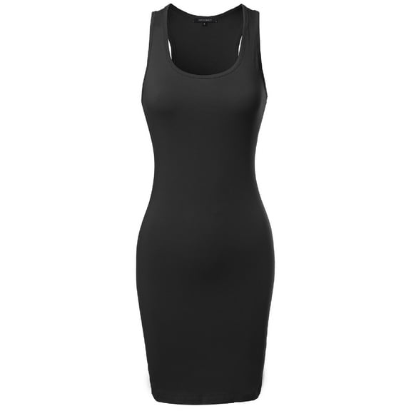 FashionOutfit Women's Fitted Solid Basic Sleeveless Racerback Bodycon Mini Dress
