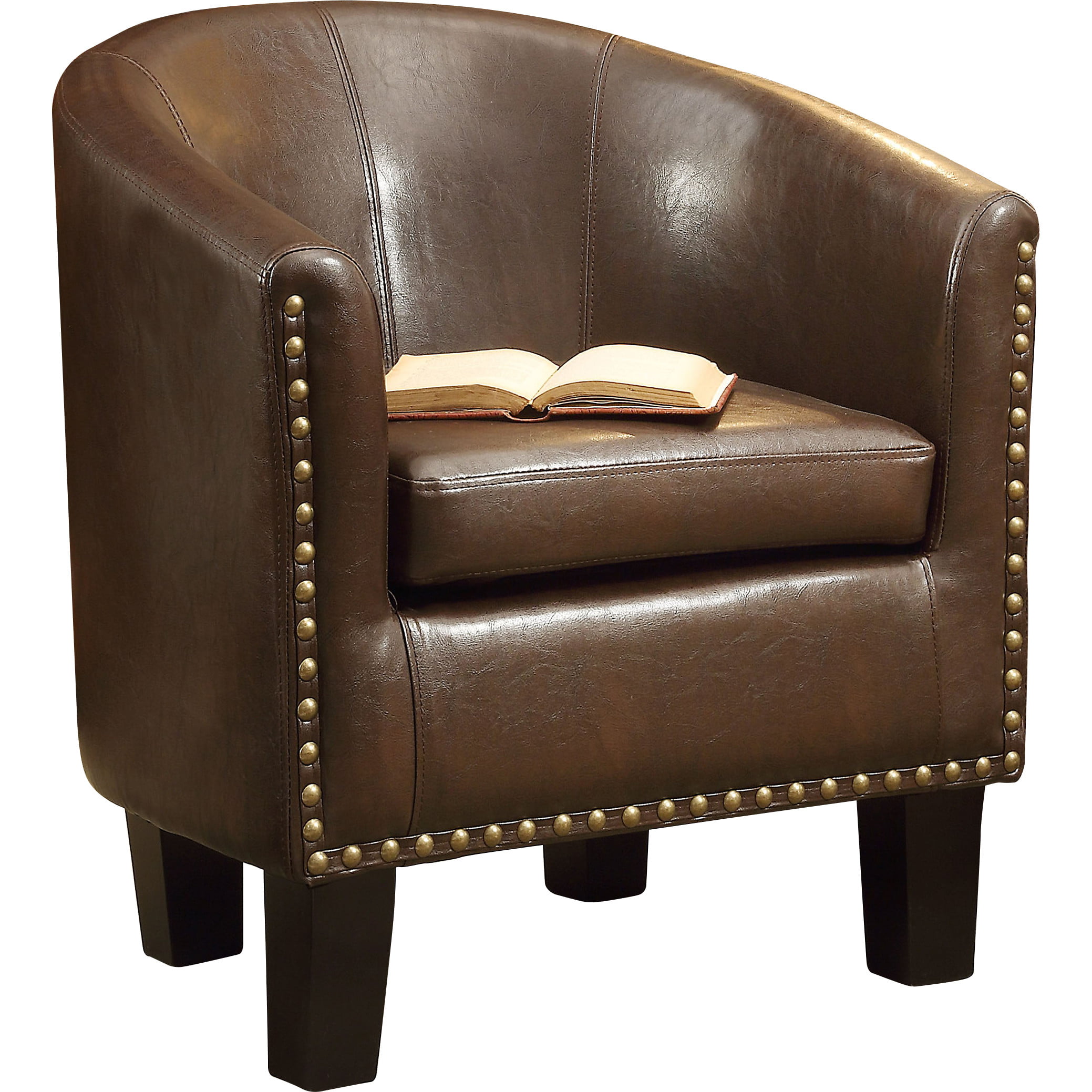 Alton Furniture Gemma Arm Club Chair, Brown Leather Barrel Chair