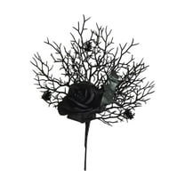 Halloween Rose Leaves Branch Fake Plants Outdoor, Autumn Artificial Plants with Black Branch Leaves, Faux Rose Withered Branch for Halloween Thanksgiving Home Deocr
