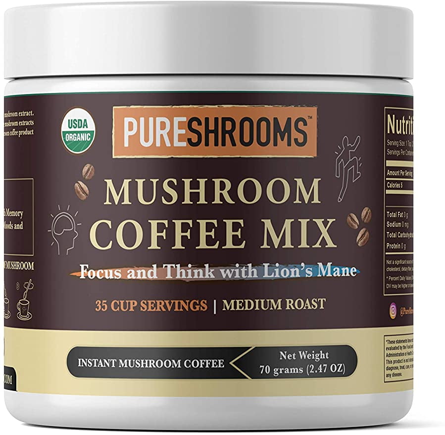 PureShrooms Focus & Think Mushroom Coffee. FOCUS, MEMORY, MOOD