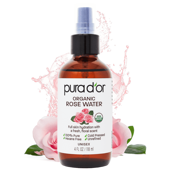 PURA D'OR Organic Rose Water Toner 4 Fl Oz