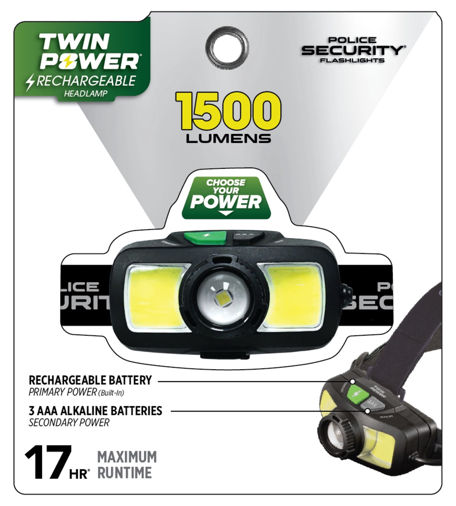 Police Security Twin Power 1500L Headlamp
