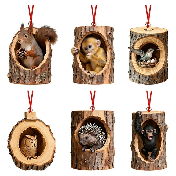 Cheapark 6PC Christmas Tree Ornaments - Acrylic 2D Flat Printed Pendants, Vibrant Hanging Decor for Xmas Tree, Indoor Outdoor Home Holiday Festive Gift Set