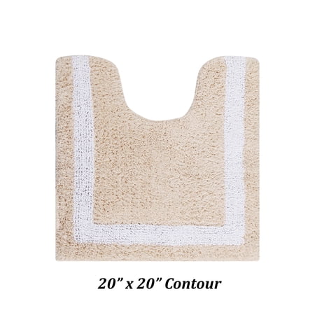 Better Trends 20" x 20" U-Shape Toilet Rug 100% Cotton, Extra Soft Mat for Bathroom Floor Decor, Water Absorbent, Reversible Machine Washable, Contour Rug Hotel Multi Collection - Sand/White