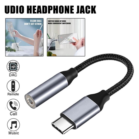 Android Phone Aux Earphone Converter USB Type-C to 3.5mm Headphone Jack Audio Adapter