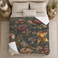 thumbnail image 5 of Vintage Botanical Teal Floral Pattern, Cozy Botanical Garden Scene, Warm Flannel Blanket for Sunroom and Reading Nook, Garden Lovers Housewarming Gift, Botanical Home Decor, 5 of 9