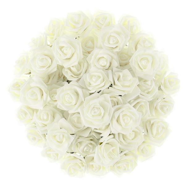 Artificial Roses With Stems Real Touch Fake Flowers For Home Decor Wedding Bridal Baby Shower Centerpiece More 50 Piece Set By Pure Garden Ivory Walmart Com Walmart Com