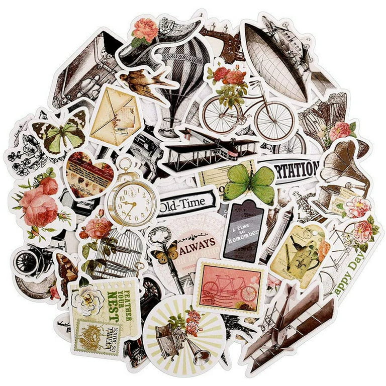 50 PCS Scrapbooking Supplies Stickers Vintage Scrapbook Stickers Aesthetic  Stickers for Bullet Journals Daily Planner Aesthetic