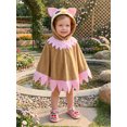 thumbnail image 4 of RUINIXCW Kids Hooded Cloak Cape Button Front Owl Poncho with Tassel Hem, 4 of 8