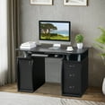 thumbnail image 6 of Ktaxon 3 Drawers Computer Desk with Wireless USB Charging Station, Study Workstation Office Furniture, 6 of 19