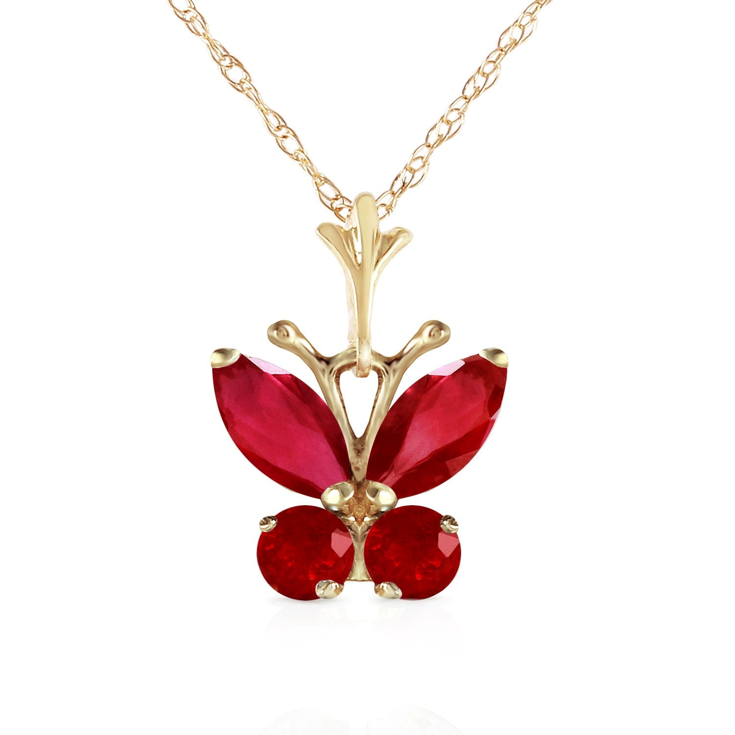 Galaxy Gold 14K Solid Gold Natural Ruby Butterfly Necklace for Women - Yellow Gold Fine Jewelry