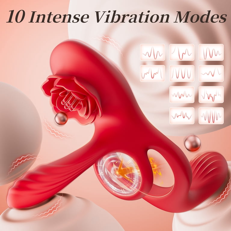 vina sky sex toy Vibrating Penis Ring Sex Toys for Men, KERERO 3 in 1 Couples Sex Toys  Vibrator with Penis Ring, Remote-Controlled 10 Vibration Modes Male Sex Toy,  Rose Sex Toy Adult Toys for Women -