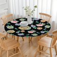 thumbnail image 3 of Pioneer Flower Floral Print Pattern Round Fitted Tablecloth with Elastic Edge,Dining Table Cover Waterproof,Outdoor Round Tablecloth for Camping,Dining,Indoor and Outdoor, 3 of 7