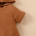 thumbnail image 7 of Baby Boys Girls Solid Color Oversized Short Sleeve Adorable Hooded Jumpsuit Bodysuit Size 12 M-18 M, 7 of 7