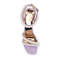thumbnail image 2 of XYD Women Bridal Pearl Strappy Square Open Toe Sandals Block High Heels Buckle Ankle Strap Pumps Dress Prom Cocktail Shoes Size 16 Purple, 2 of 6
