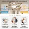 thumbnail image 5 of Kviflon 52" Tropical Ceiling Fan with LED Lights & Remote, Outdoor Palm Leaf Fan for Patios, Porch, Bedroom, Dimmable 6 Speeds, Reversible DC Motor, Smart App Control - Wood Grain, 5 of 13