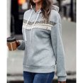 thumbnail image 3 of Sudadera con capucha para mujer, empalme de encaje, manga larga, cordón, sudadera con capucha para mujer, para el trabajo diario, escuela, gris, XL, 3 of 6