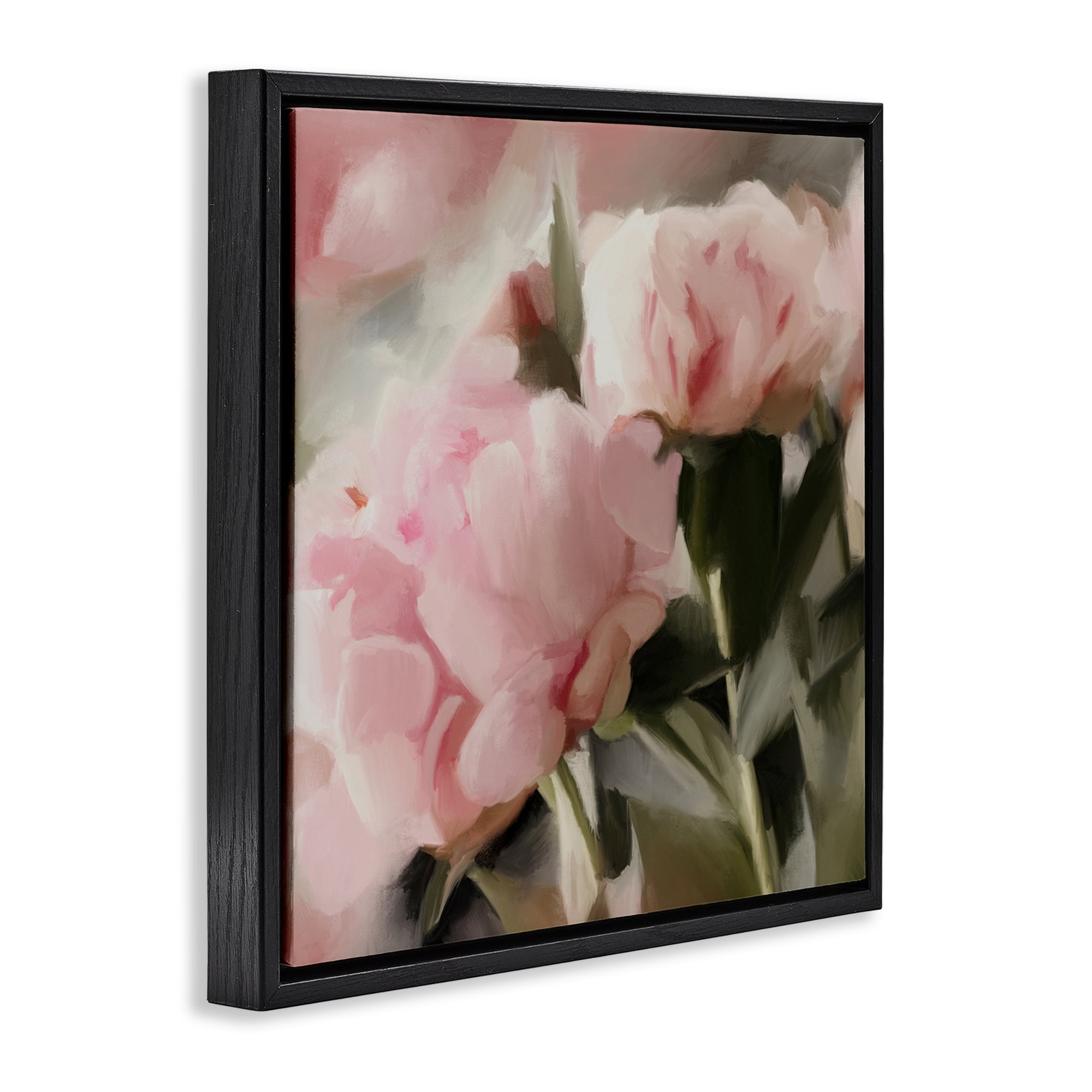 Stupell Industries Soft Floral Arrangement Botanical & Floral Painting Black Floater Framed Art Print Wall Art, 18 x 18