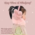 thumbnail image 3 of Orejeras de invierno para niñas, orejeras largas y cálidas de felpa, a prueba de frío, plegables, para niños y mujeres, color rosa, 3 of 5